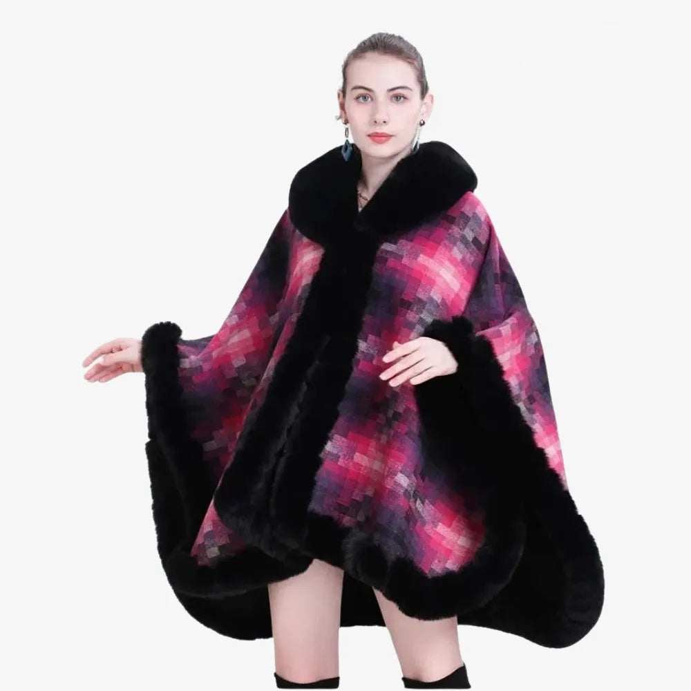 Poncho élégant en fourrure pour femme hiver chic-Poncho Passion
