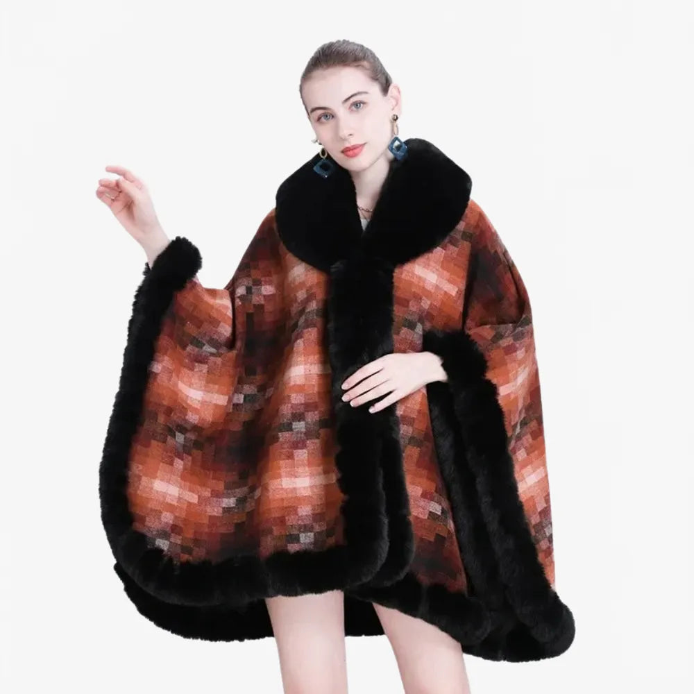 Poncho élégant en fourrure pour femme hiver chic-Poncho Passion