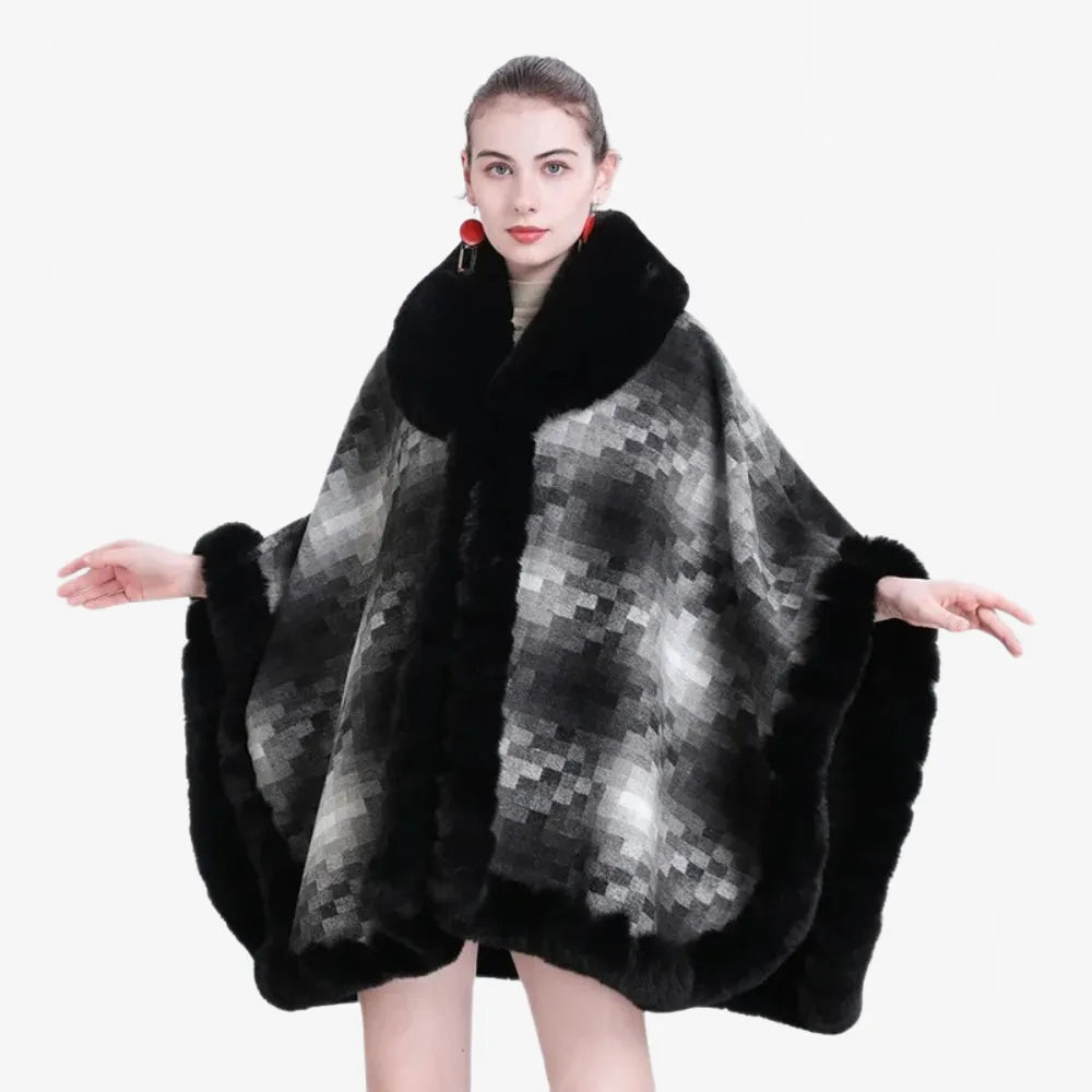 Poncho élégant en fourrure pour femme hiver chic-Poncho Passion