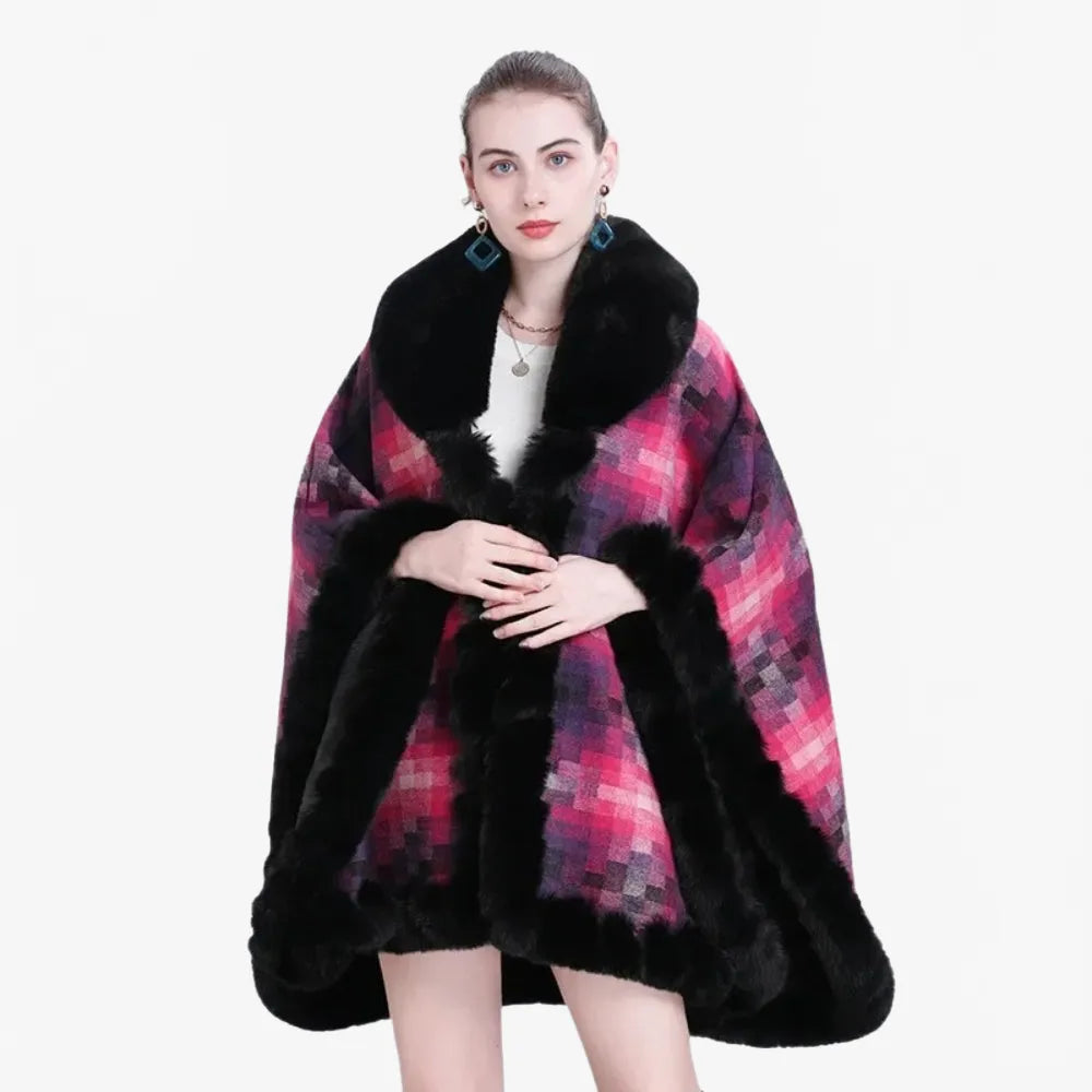 Poncho élégant en fourrure pour femme hiver chic-Poncho Passion