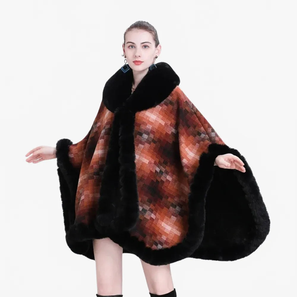 Poncho élégant en fourrure pour femme hiver chic-Poncho Passion