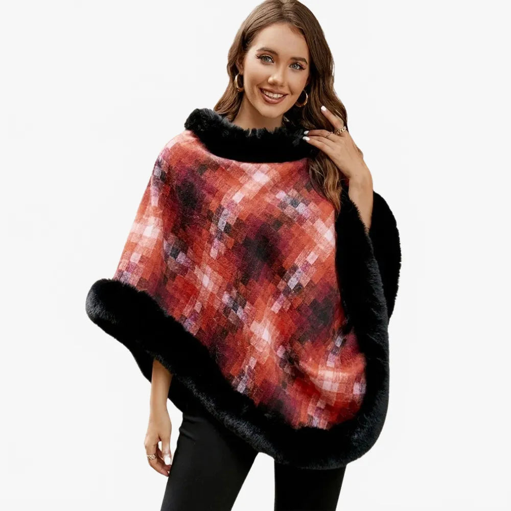 Poncho élégant en fourrure pour femme-Poncho Passion