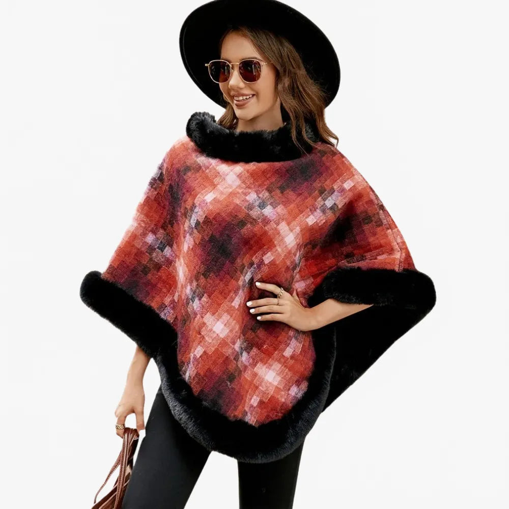 Poncho élégant en fourrure pour femme-Poncho Passion