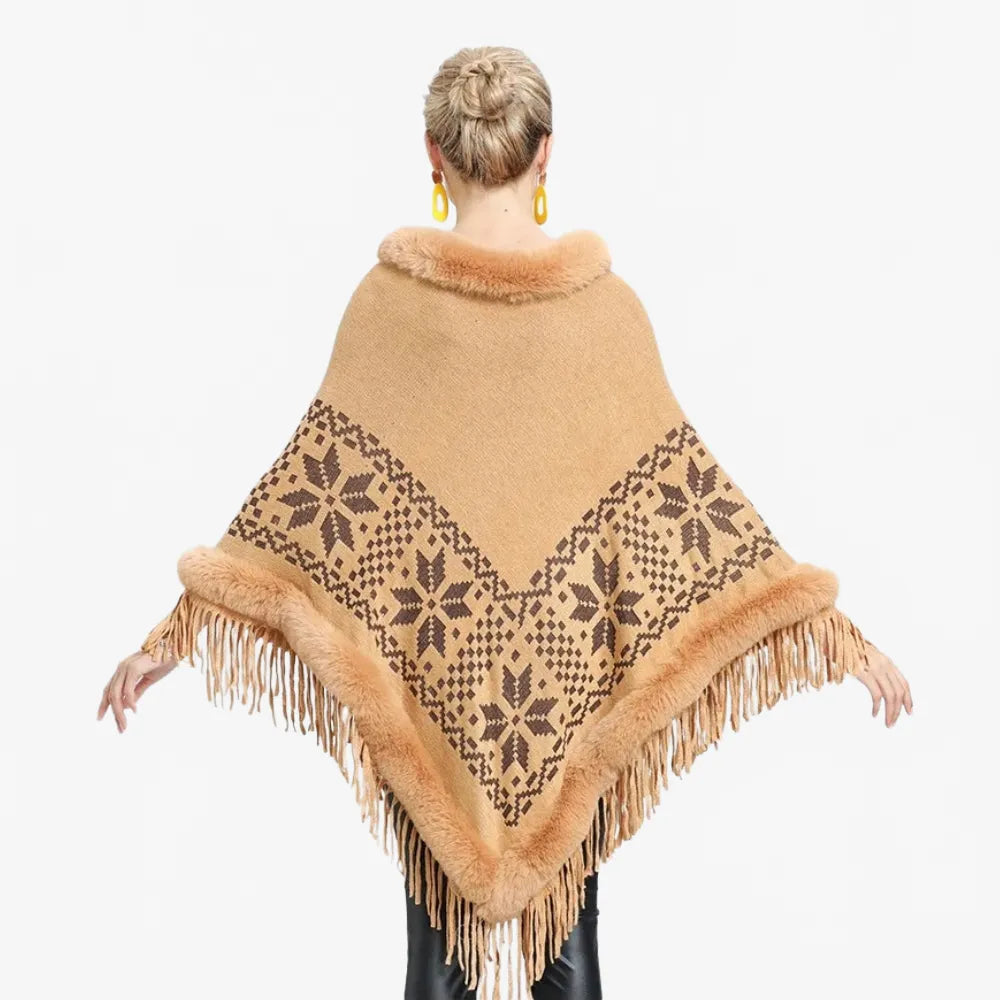 Poncho élégant flocons d'hiver pour femme-Poncho Passion
