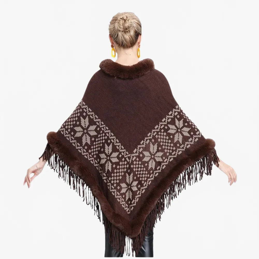 Poncho élégant flocons d'hiver pour femme-Poncho Passion