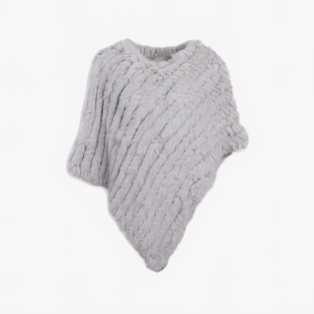 Poncho élégant gris pour femme en hiver-Poncho Passion