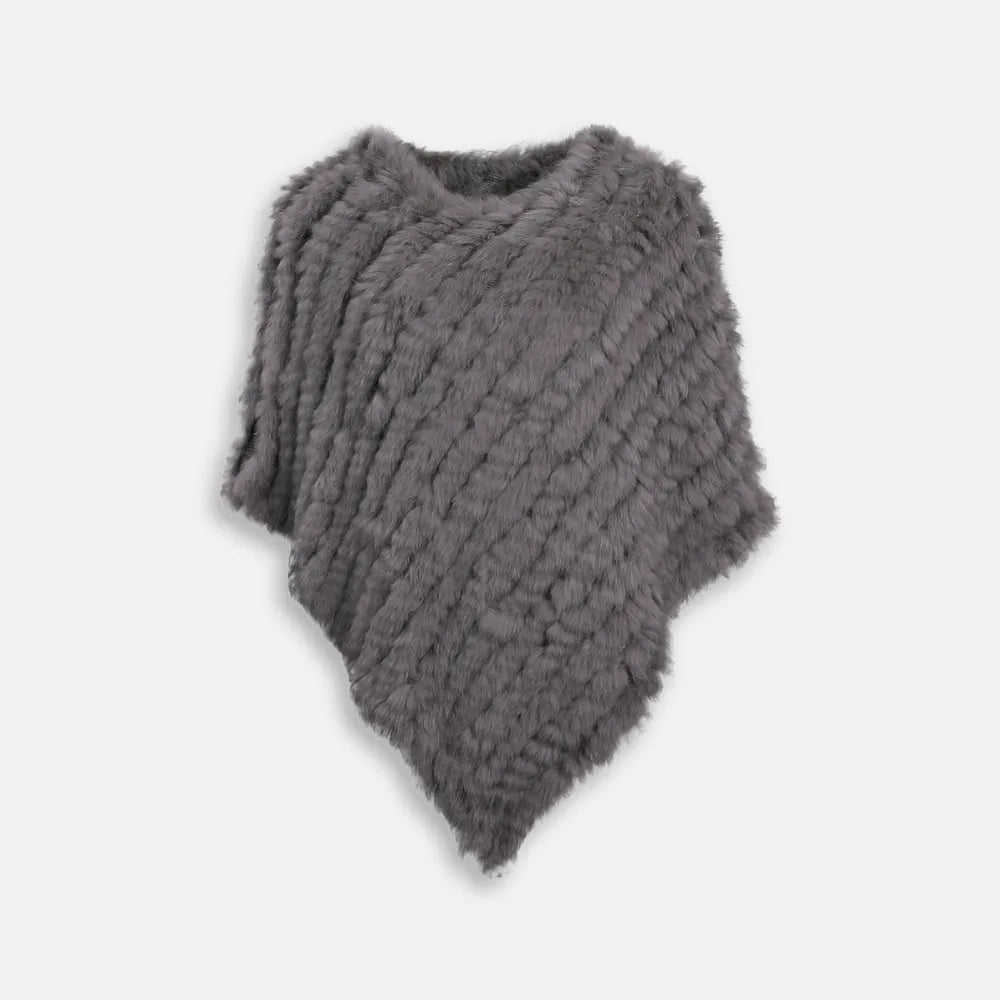 Poncho élégant gris pour femme en hiver-Poncho Passion