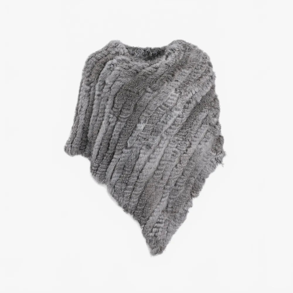 Poncho élégant gris pour femme en hiver-Poncho Passion