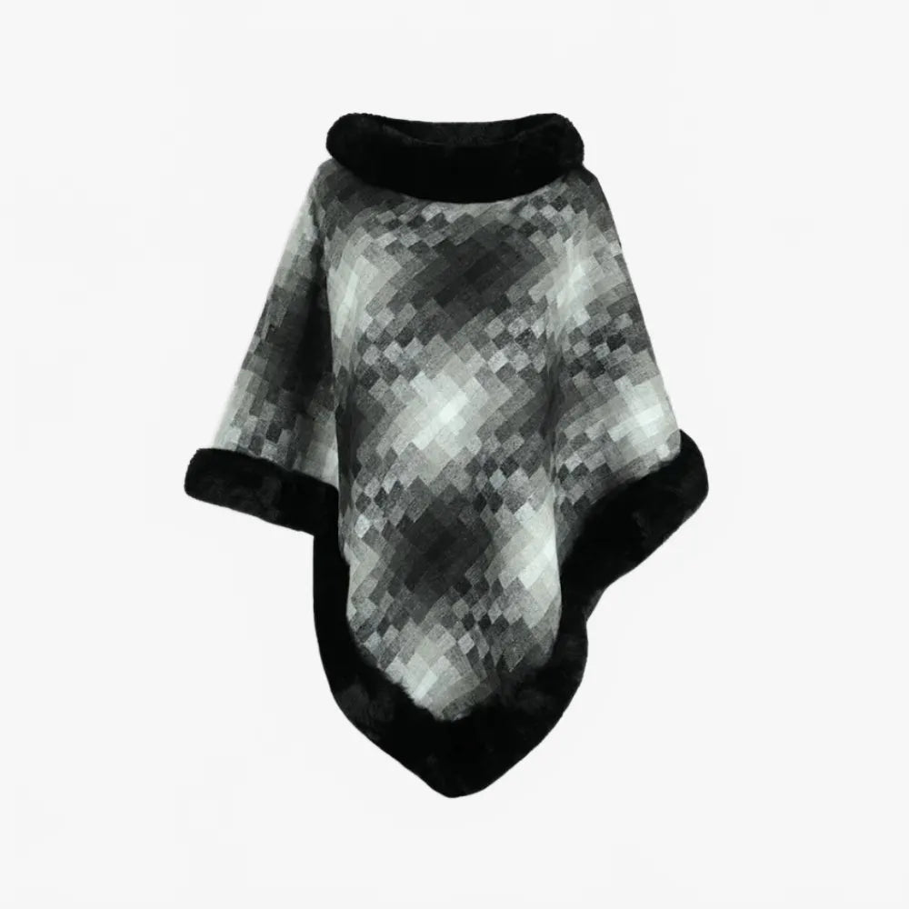 Poncho élégant gris pour femme hiver chaleureux-Poncho Passion