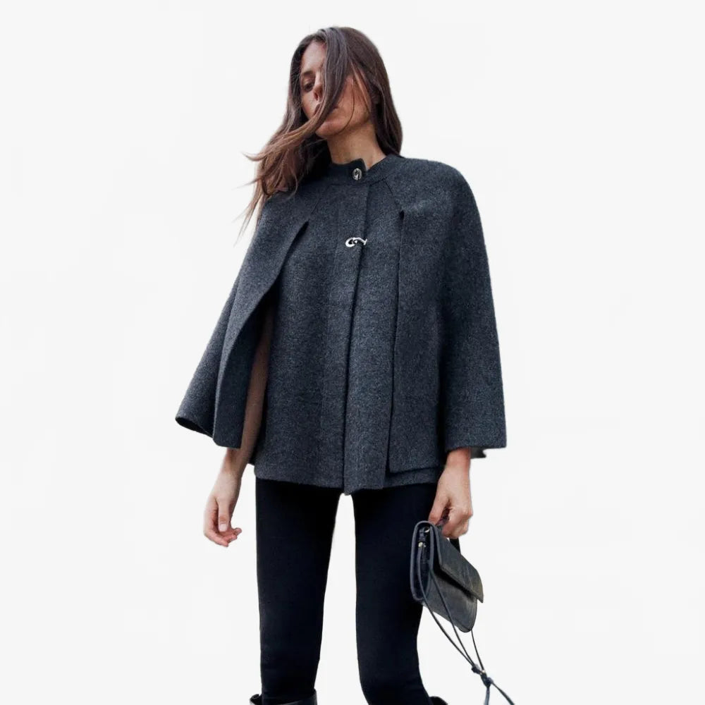 Poncho élégant gris pour femme idéal mi-saison-Poncho Passion