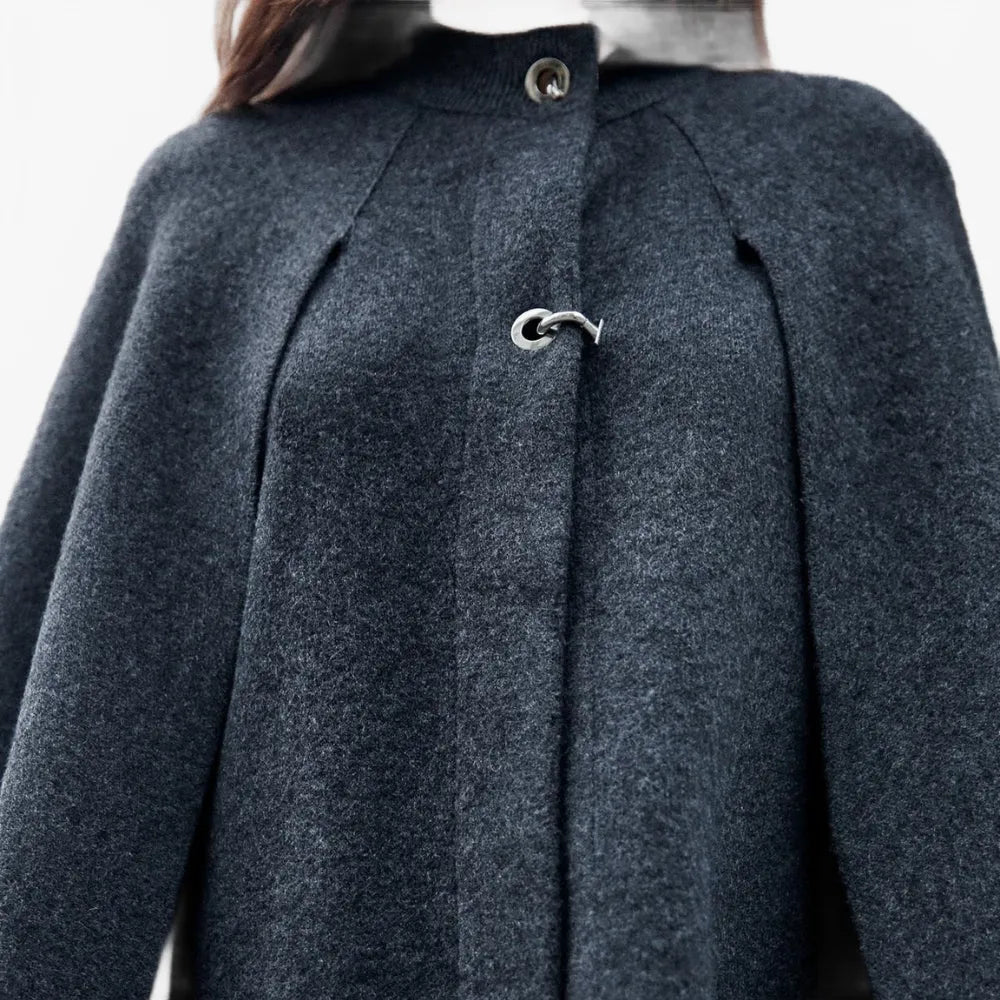 Poncho élégant gris pour femme idéal mi-saison-Poncho Passion