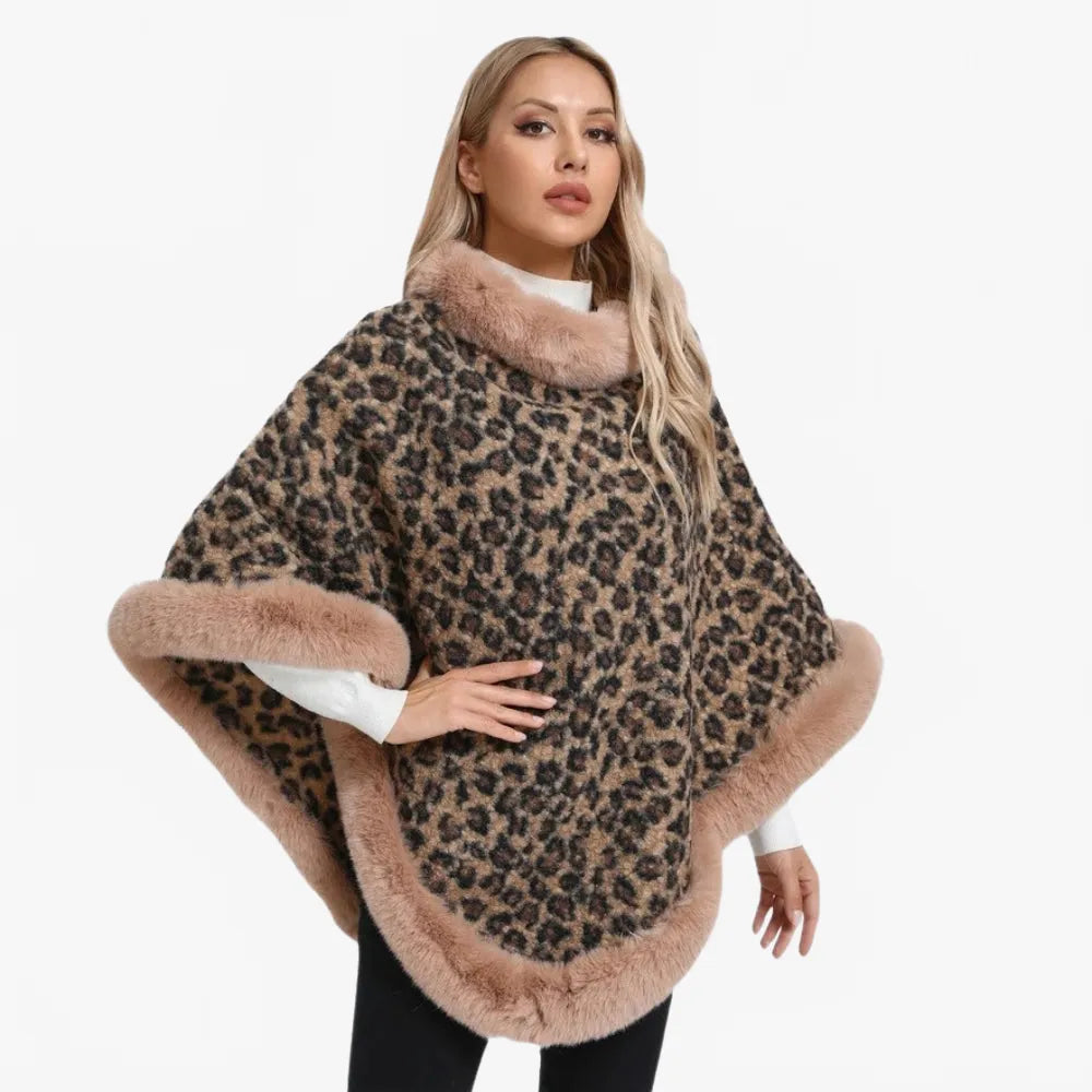 Poncho élégant imprimé léopard pour femme-Poncho Passion