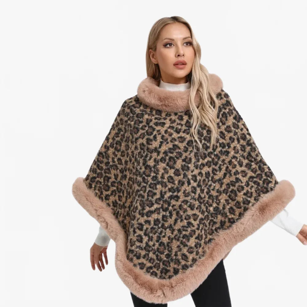 Poncho élégant imprimé léopard pour femme-Poncho Passion