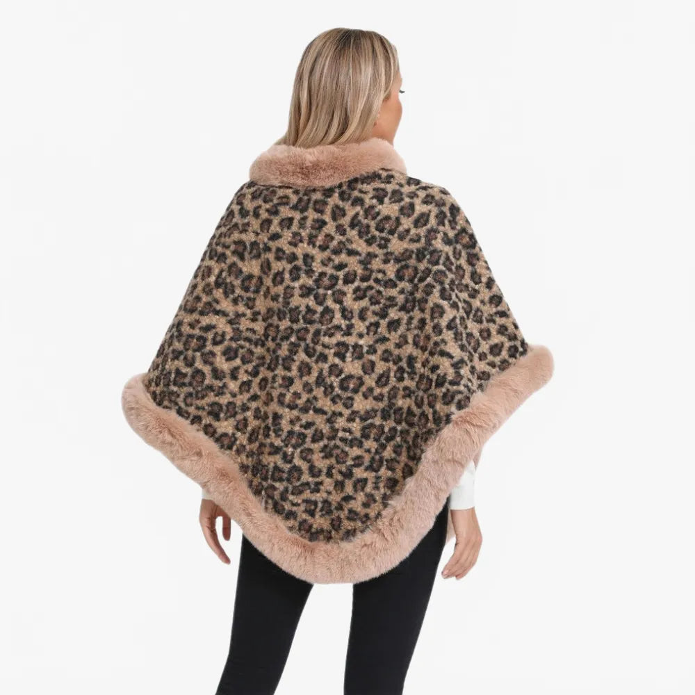 Poncho élégant imprimé léopard pour femme-Poncho Passion