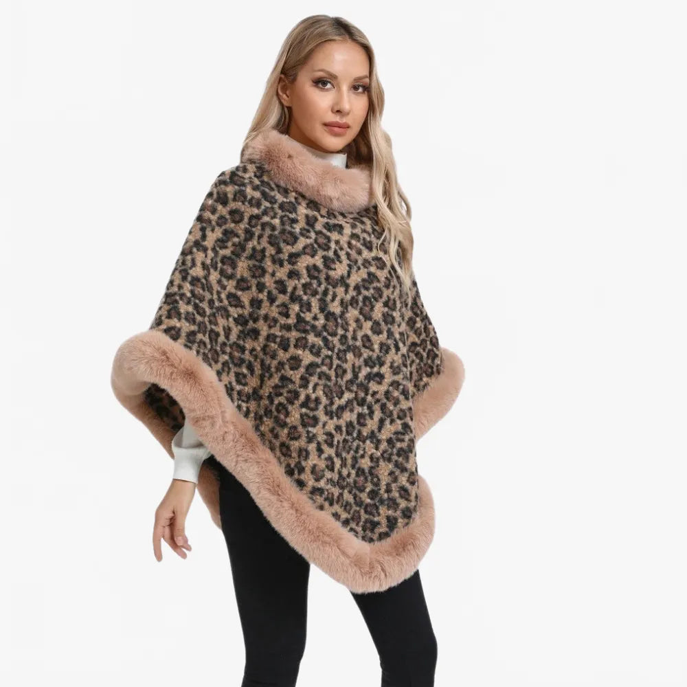 Poncho élégant imprimé léopard pour femme-Poncho Passion