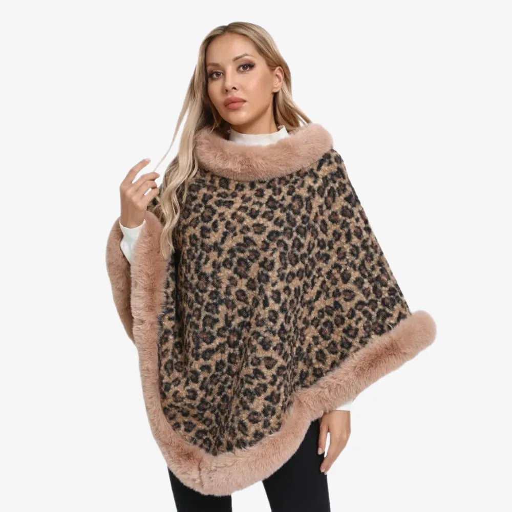 Poncho élégant imprimé léopard pour femme-Poncho Passion