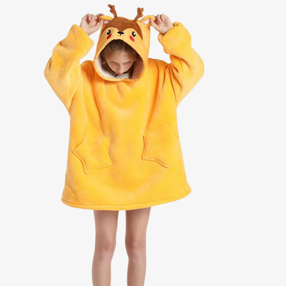 Poncho élégant motif cerf pour soirées d'hiver-Poncho Passion