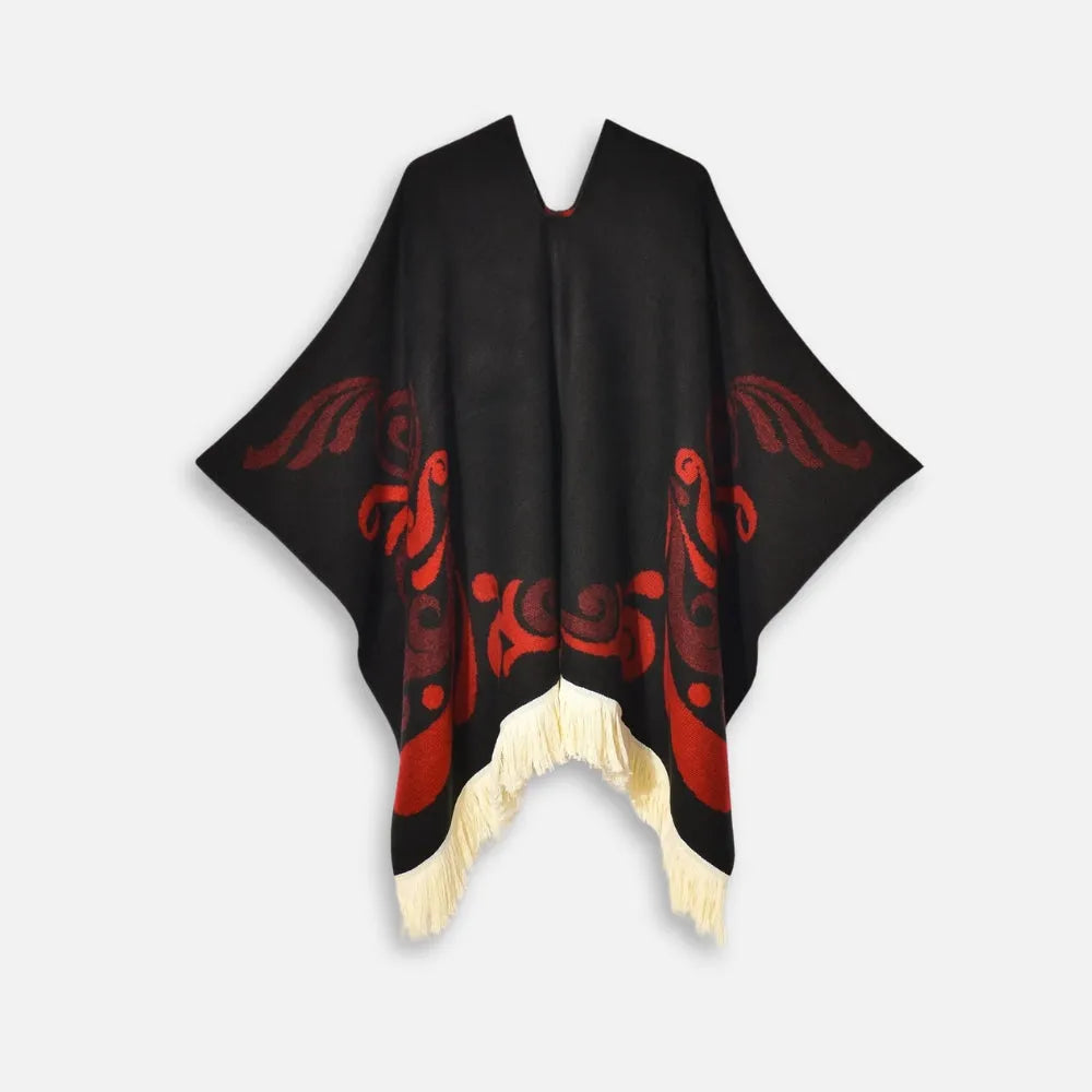 Poncho élégant motifs ailes style péruvien unique-Poncho Passion