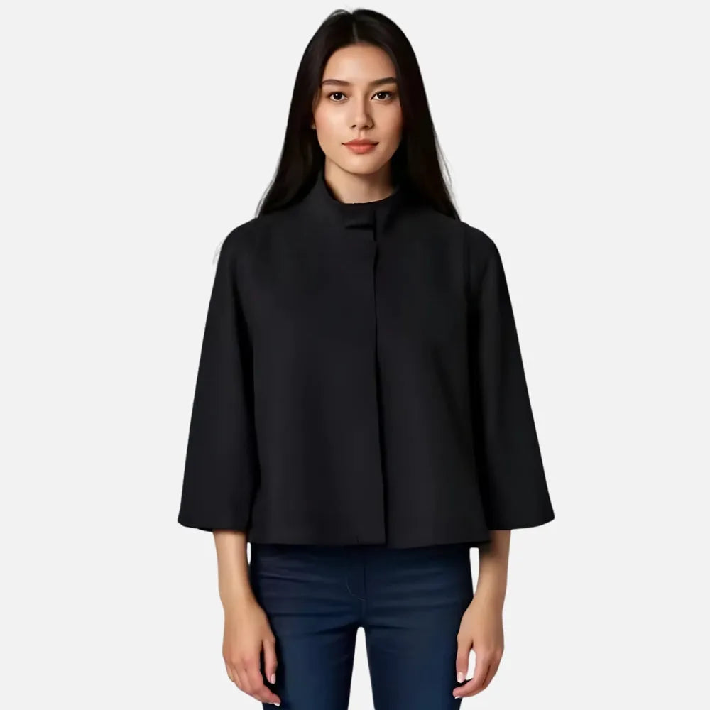 Poncho élégant noir pour femme style moderne et chic-Poncho Passion
