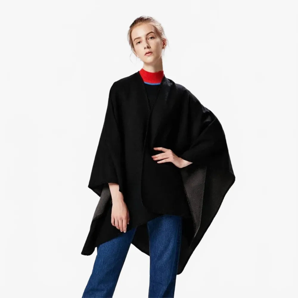 Poncho élégant noir pour toutes saisons-Poncho Passion