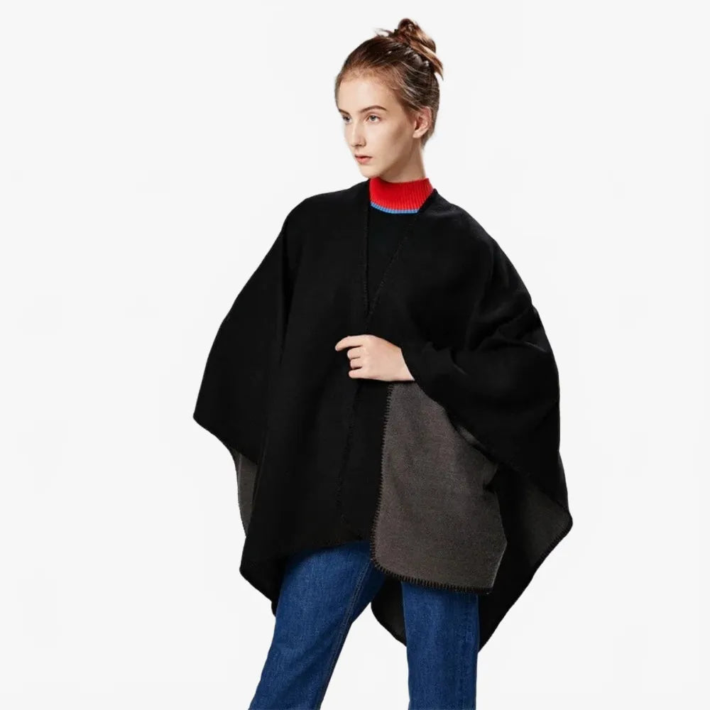 Poncho élégant noir pour toutes saisons-Poncho Passion