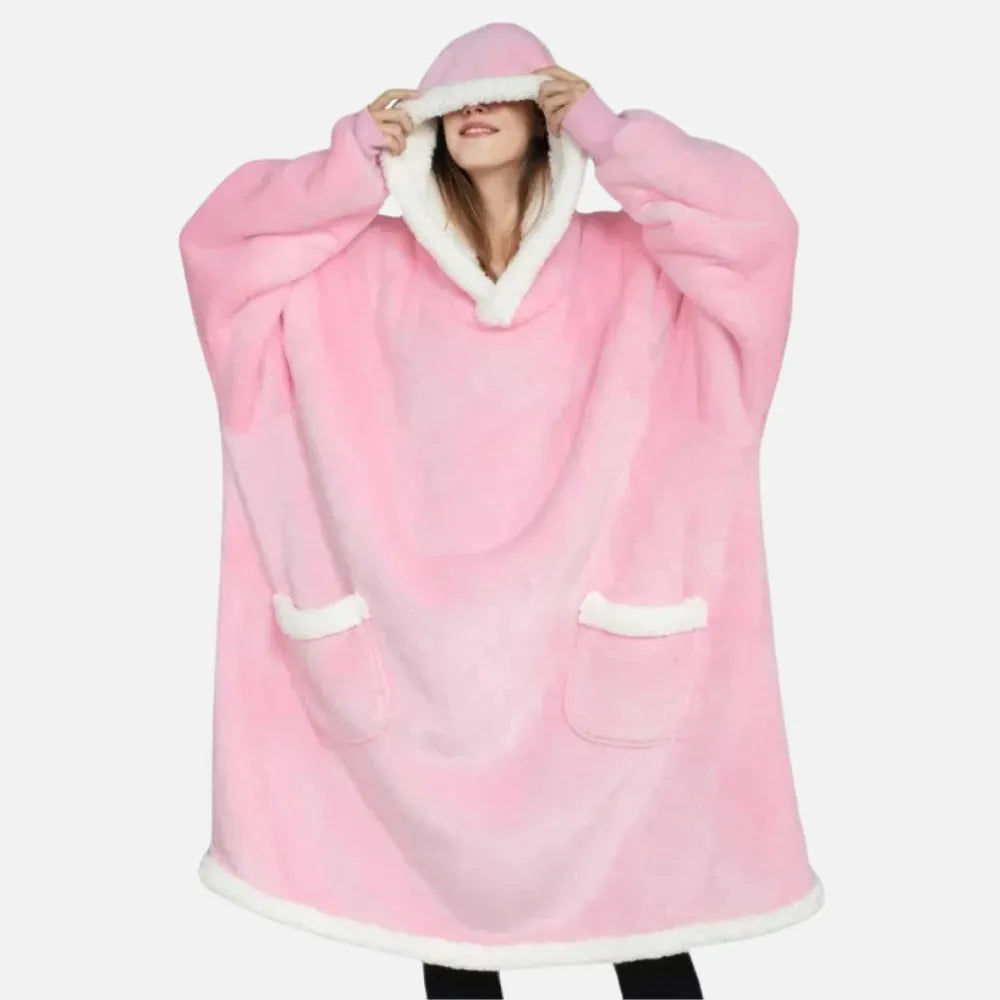 Poncho élégant rose pour soirée cocooning-Poncho Passion