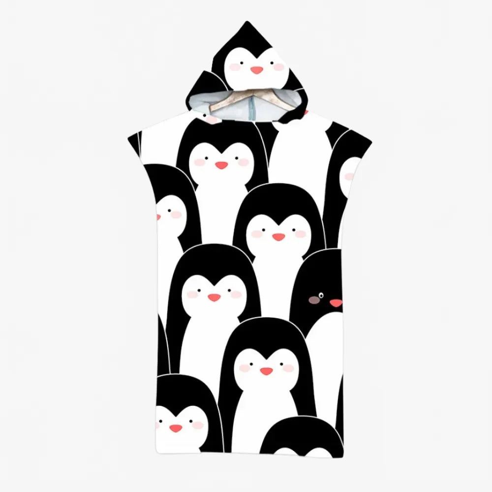 Poncho enfant à motif pingouin pour la plage-Poncho Passion