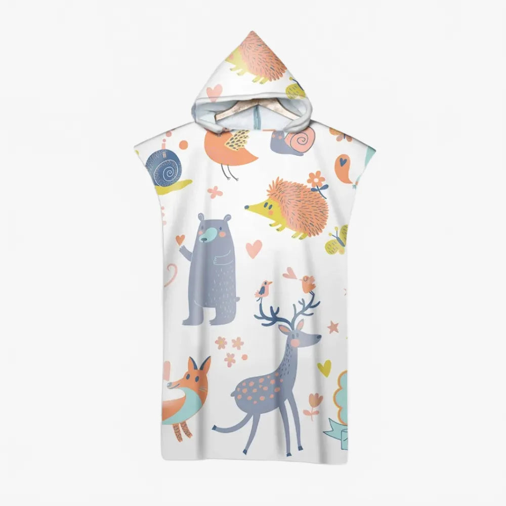 Poncho enfant animaux des bois amusant et coloré-Poncho Passion