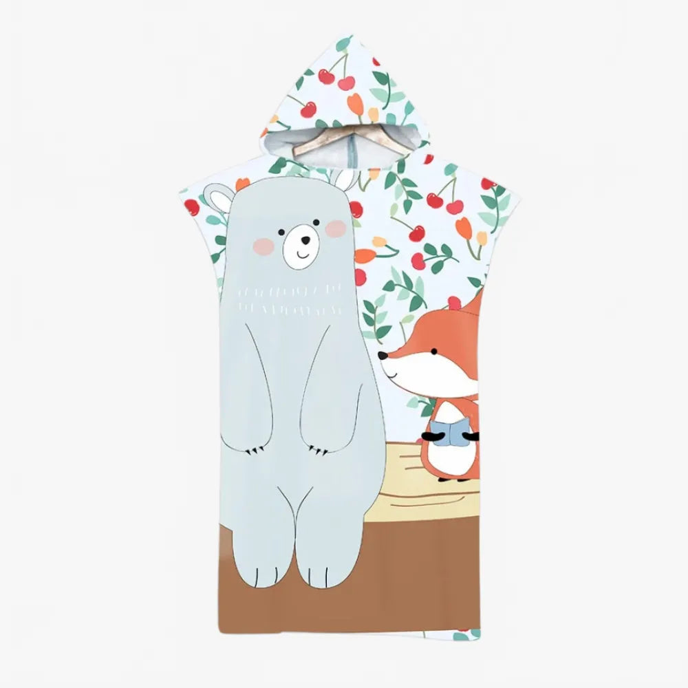 Poncho enfant animaux ludique ours renard baignade-Poncho Passion