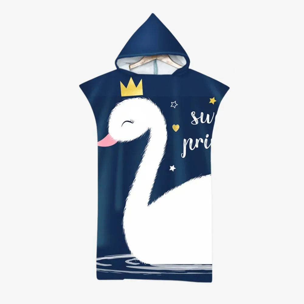 Poncho enfant cygne doux et amusant pour la plage-Poncho Passion
