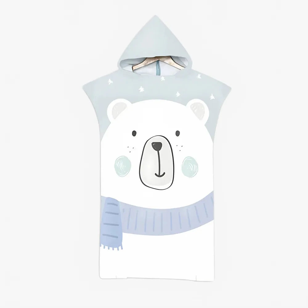 Poncho enfant doux ours polaire pour la plage-Poncho Passion