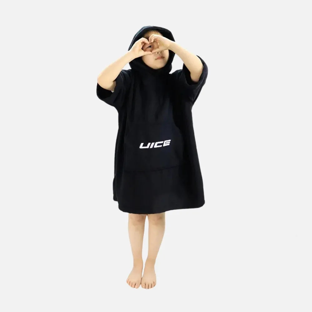 Poncho enfant noir absorbant pour sortie de bain-Poncho Passion
