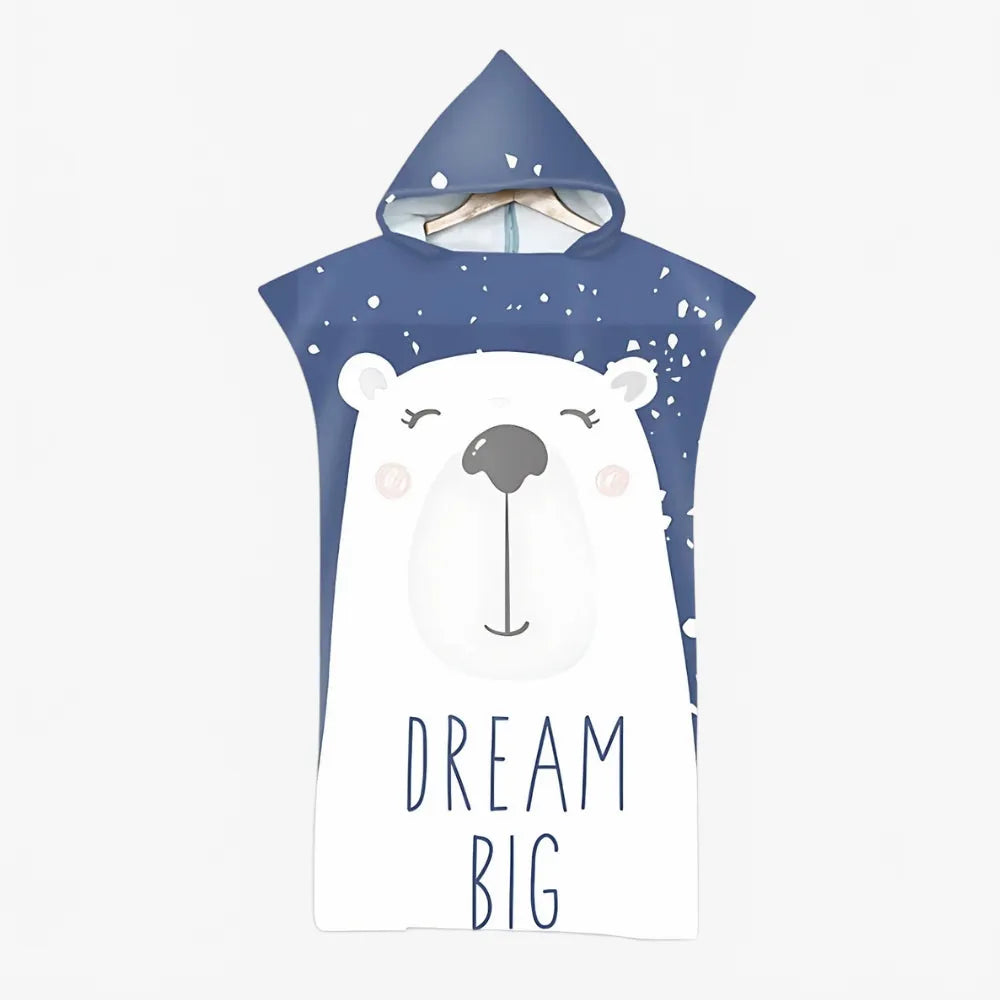 Poncho enfant ours blanc doux et amusant pour la plage-Poncho Passion