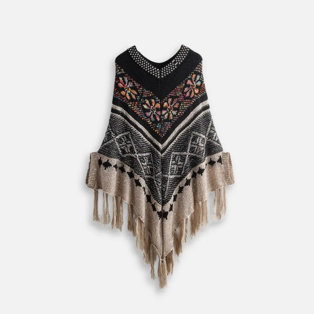 Poncho ethnique à franges pour un style bohème chic-Poncho Passion