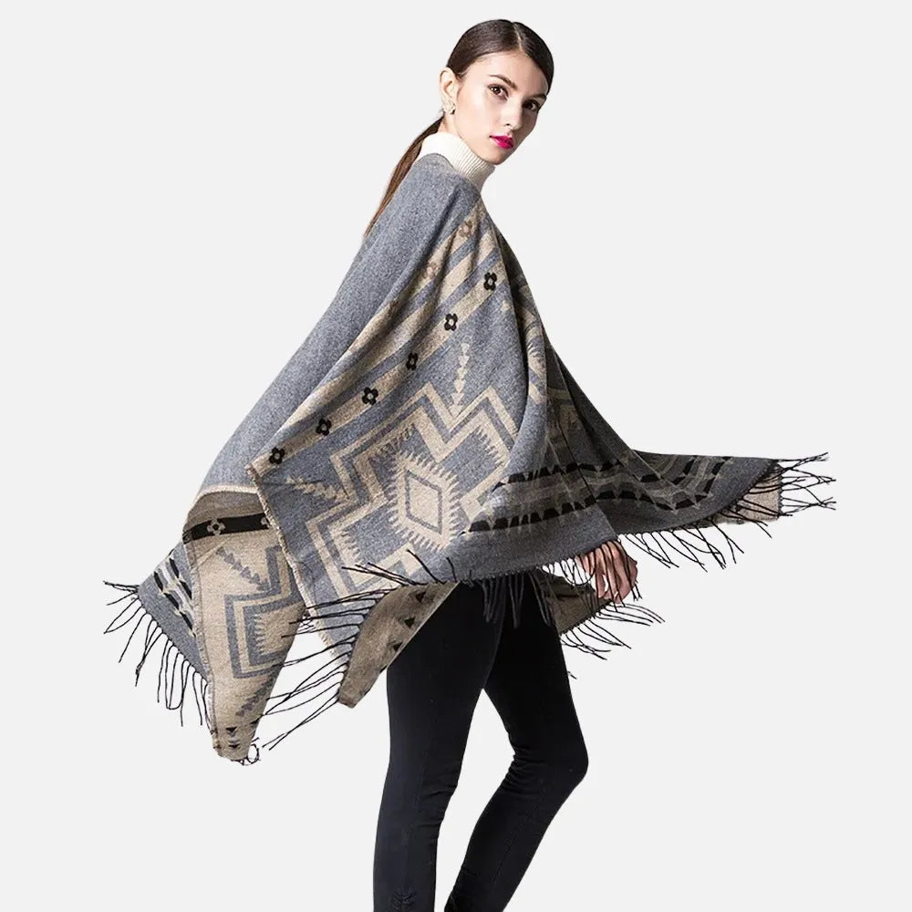 Poncho ethnique croix mexicaine pour un style unique-Poncho Passion