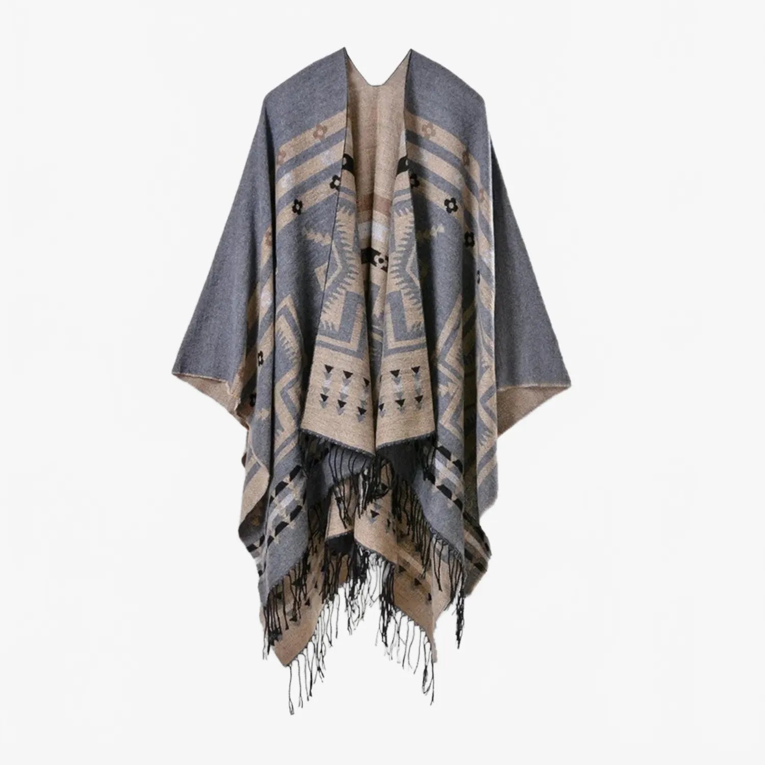 Poncho ethnique croix mexicaine pour un style unique-Poncho Passion
