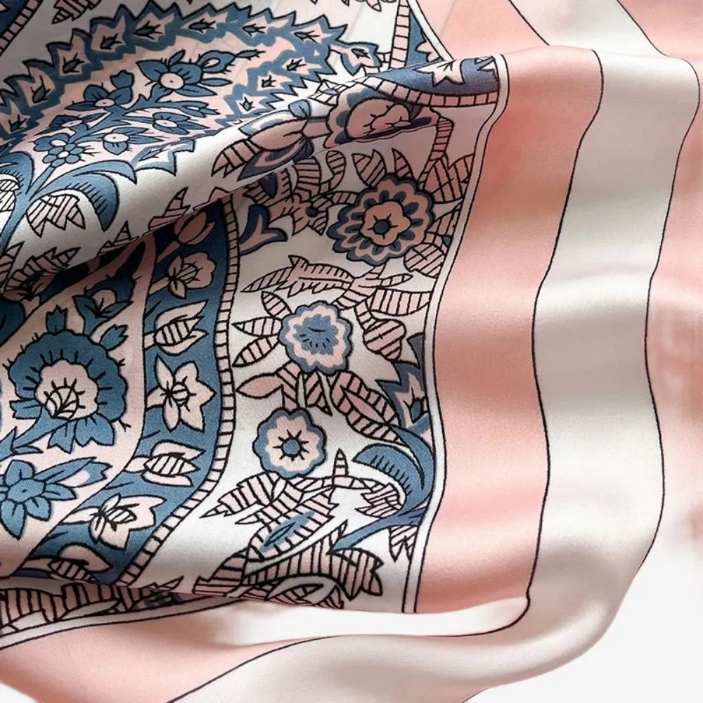 Poncho féminin motifs floraux bleu rose élégant-Poncho Passion