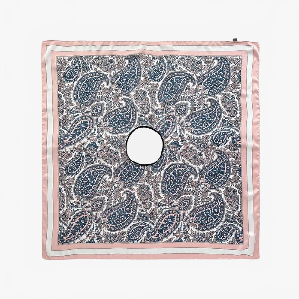 Poncho féminin motifs floraux bleu rose élégant-Poncho Passion