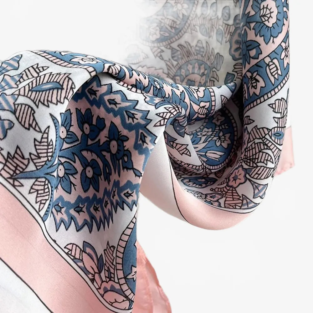 Poncho féminin motifs floraux bleu rose élégant-Poncho Passion