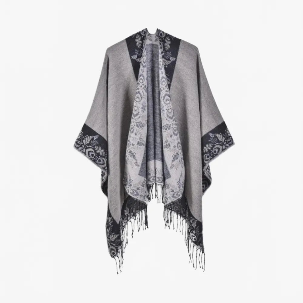 Poncho floral à franges bohème pour femme-Poncho Passion
