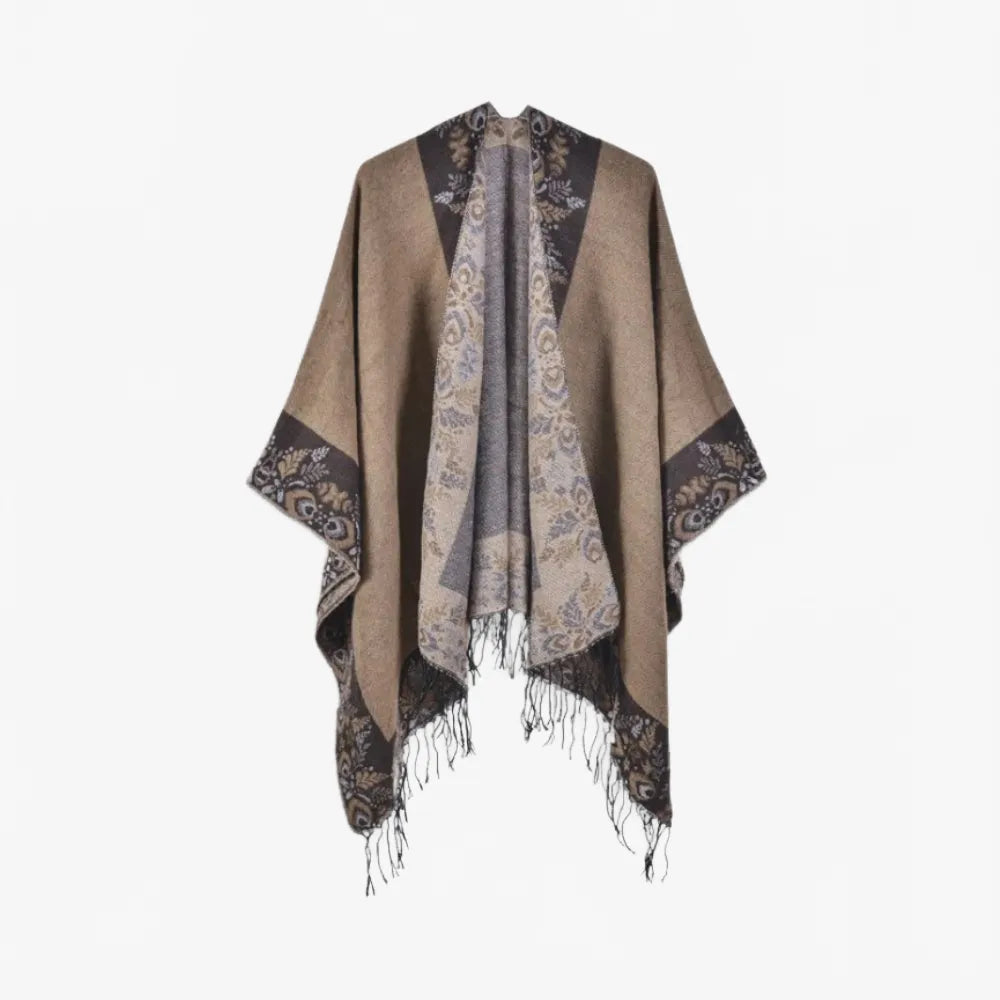 Poncho floral à franges bohème pour femme-Poncho Passion