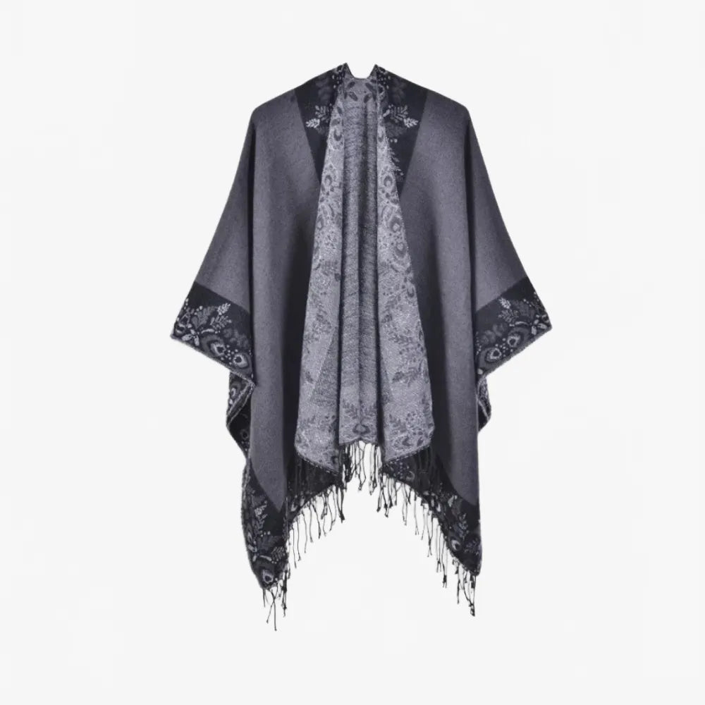 Poncho floral à franges bohème pour femme-Poncho Passion