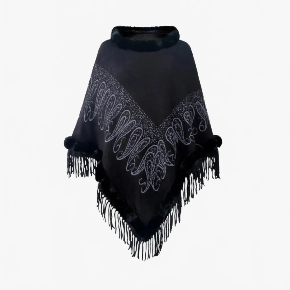 Poncho frangé chaud d'hiver pour un style boho-Poncho Passion