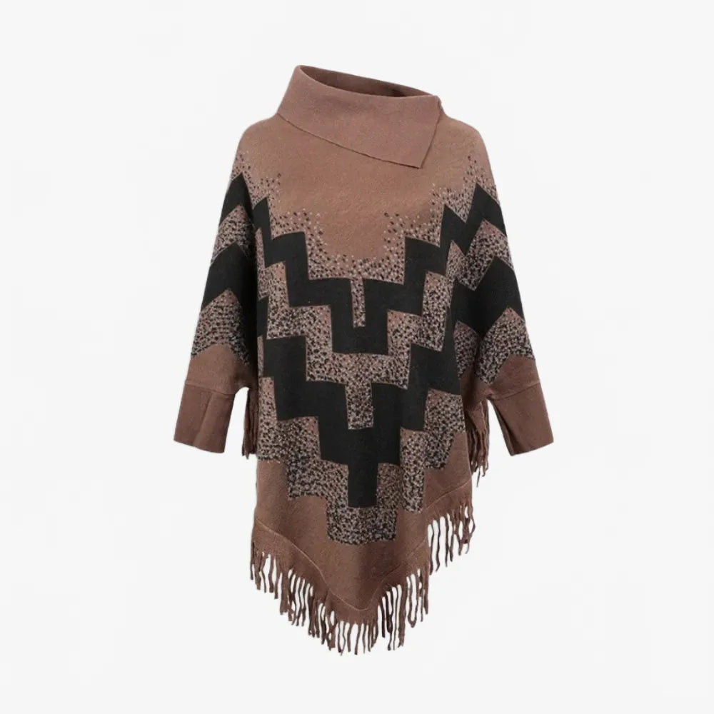 Poncho frangé élégant polyvalent pour toutes saisons-Poncho Passion