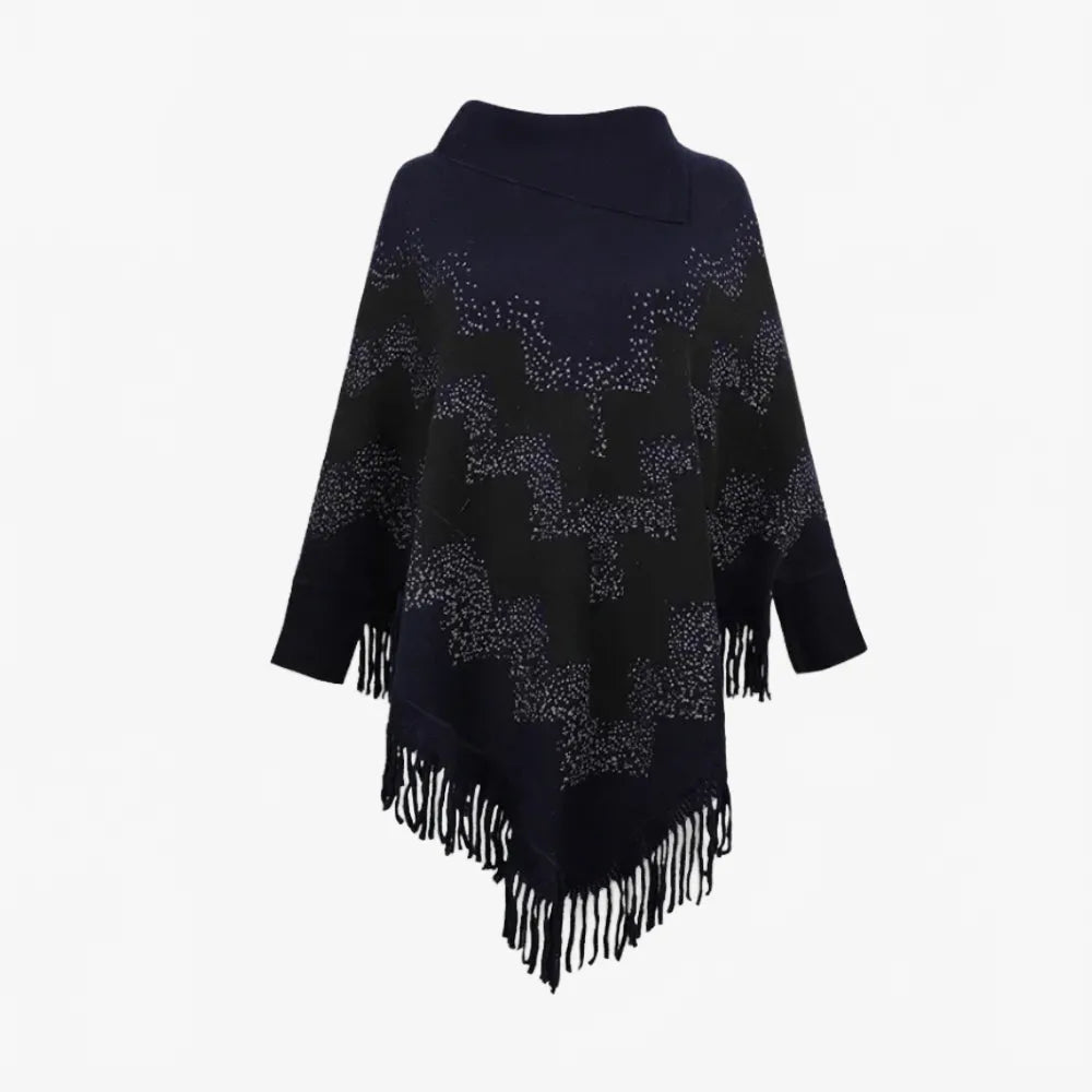 Poncho frangé élégant polyvalent pour toutes saisons-Poncho Passion