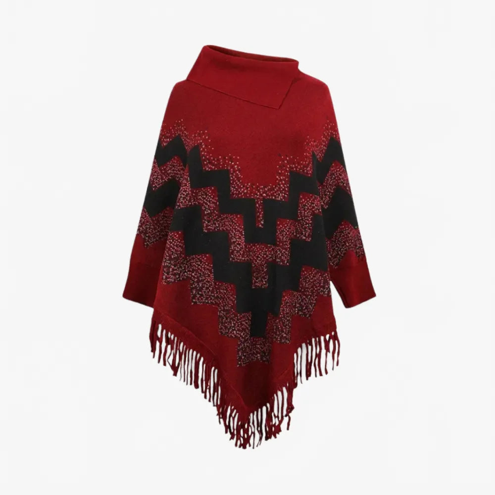 Poncho frangé élégant polyvalent pour toutes saisons-Poncho Passion