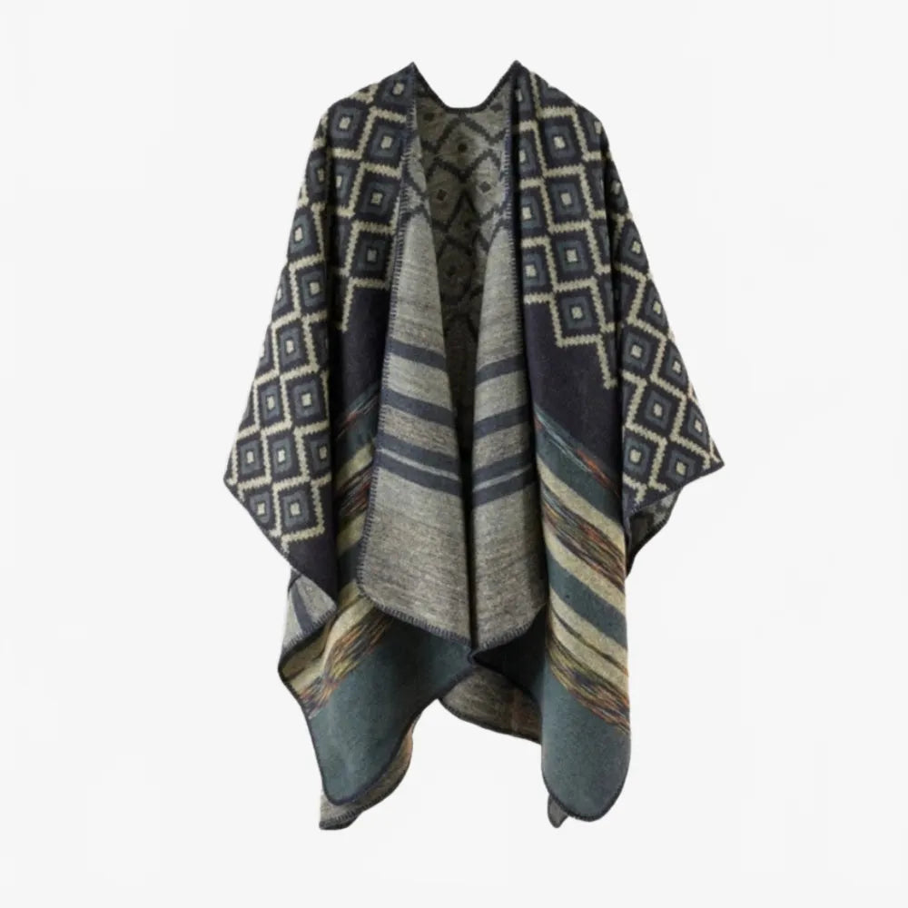 Poncho géométrique tendance pour toutes saisons-Poncho Passion