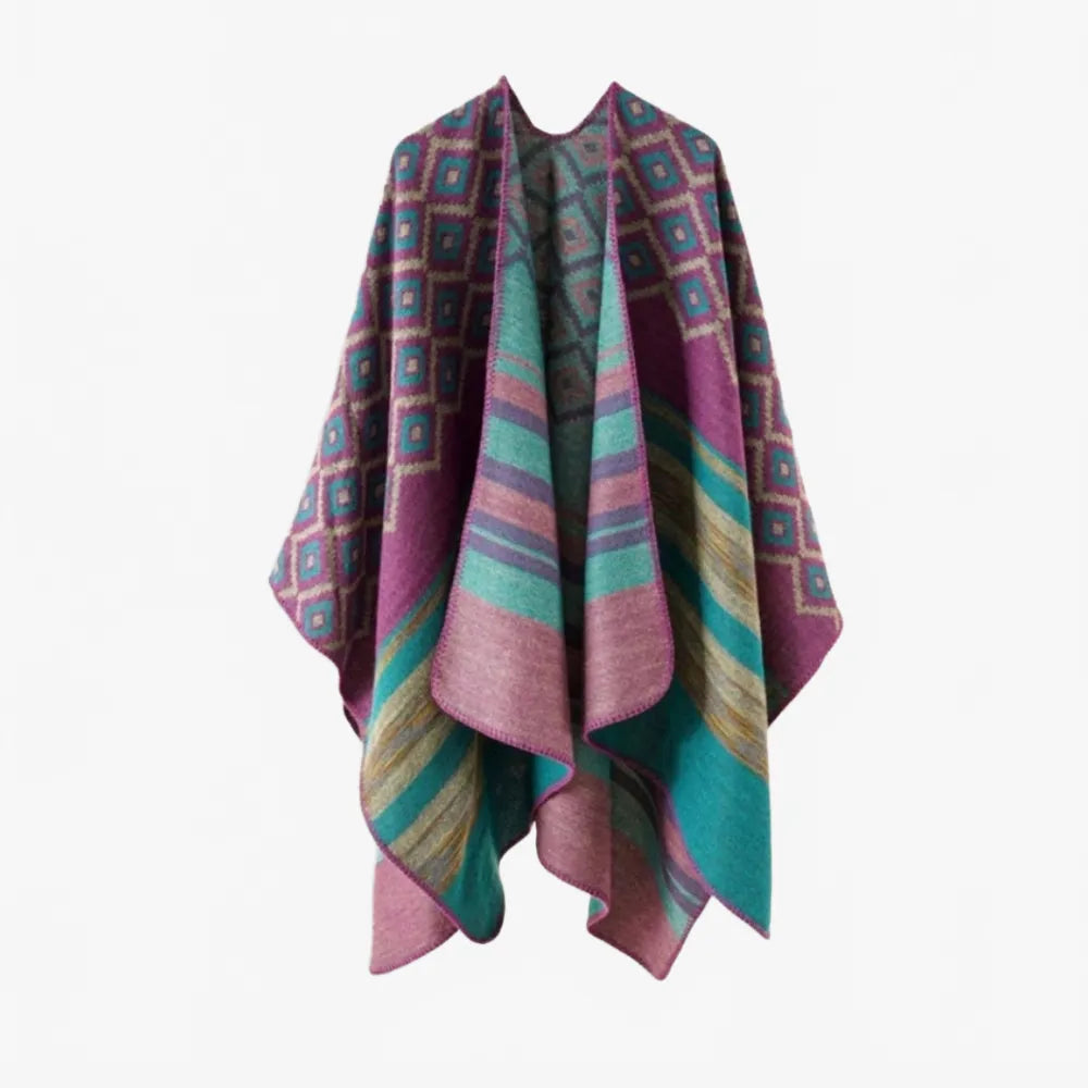 Poncho géométrique tendance pour toutes saisons-Poncho Passion