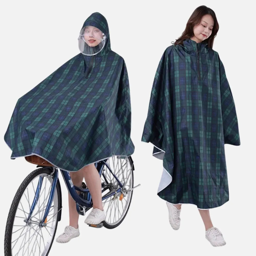 Poncho imperméable à carreaux pour cycliste urbain-Poncho Passion