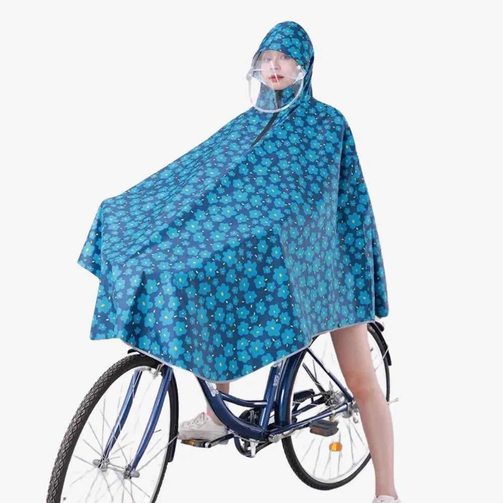 Poncho imperméable à fleurs pour vélo bleu élégant-Poncho Passion